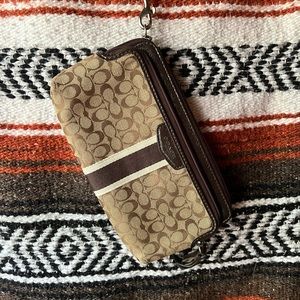 Brown Coach wristlet